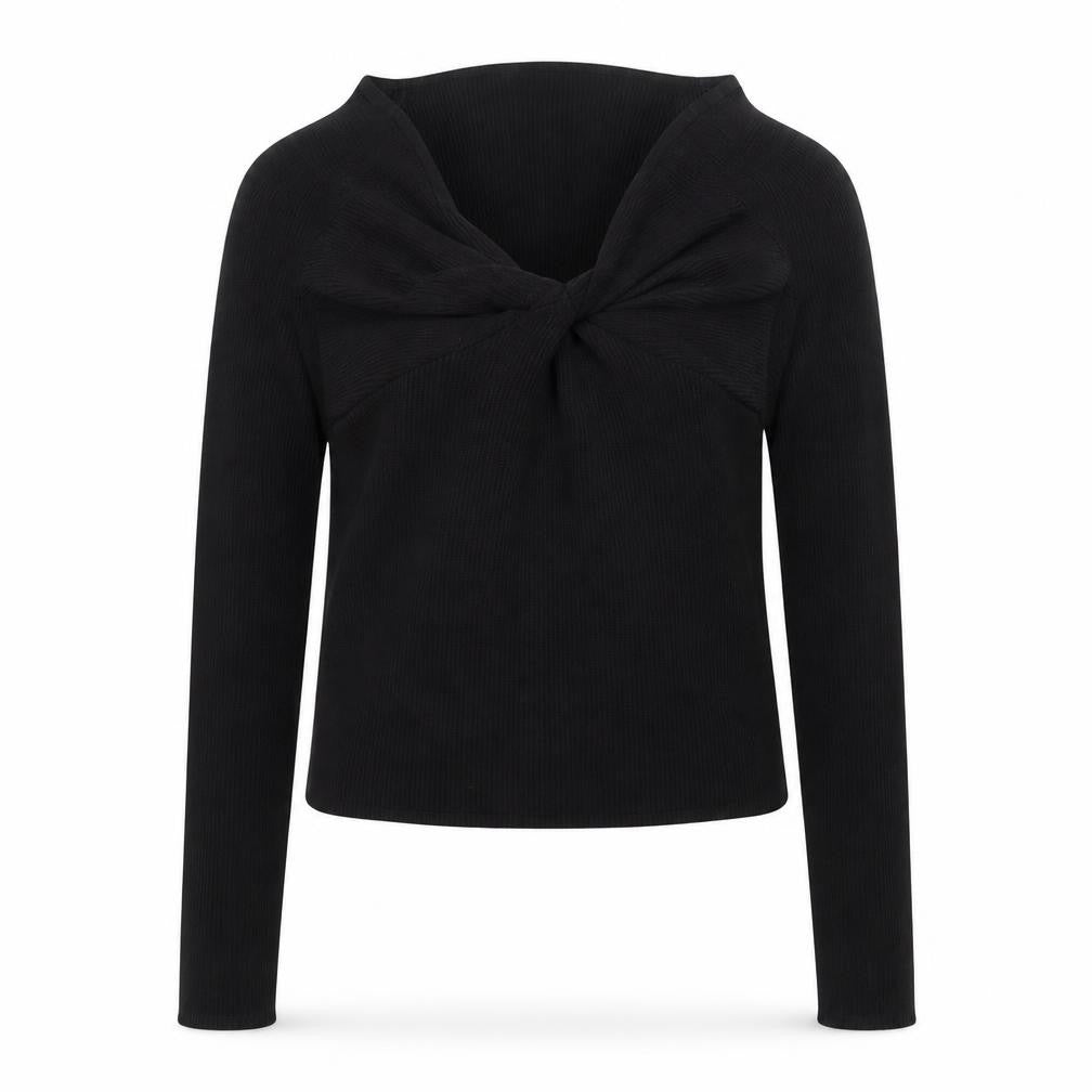Brave Soul Women Black XS V-Neck Ribbed Knit Pullover Jumper