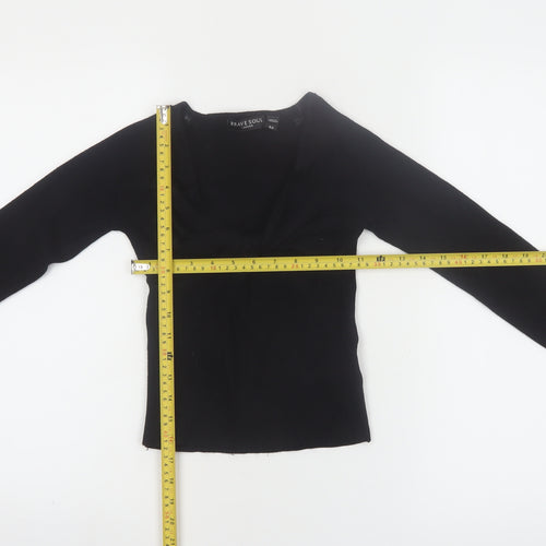 Brave Soul Women Black XS V-Neck Ribbed Knit Pullover Jumper