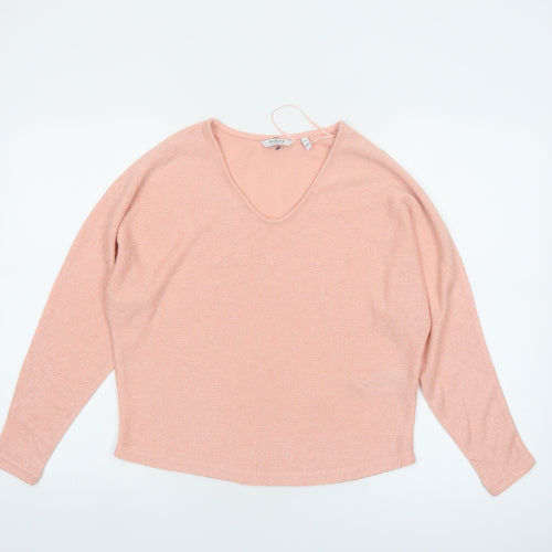 b.young Womens Pink V-Neck Relaxed Knit Jumper XS