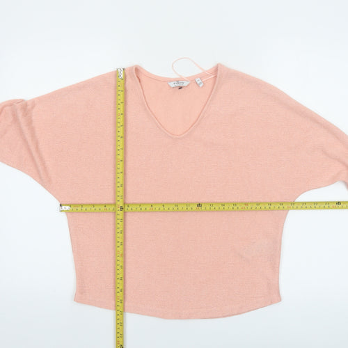 b.young Womens Pink V-Neck Relaxed Knit Jumper XS