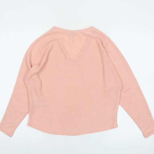 b.young Womens Pink V-Neck Relaxed Knit Jumper XS