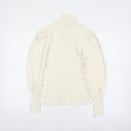 River Island Women’s Ivory Roll Neck Puff Sleeve Jumper Size 12