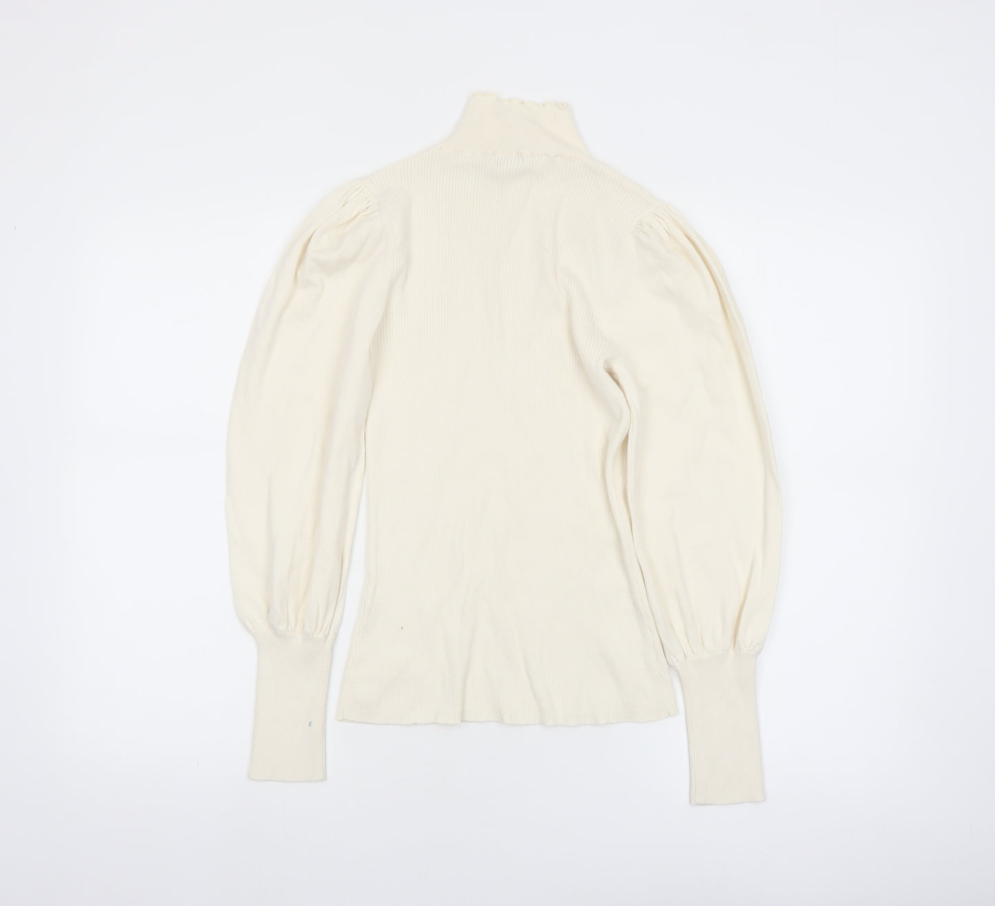 River Island Women’s Ivory Roll Neck Puff Sleeve Jumper Size 12