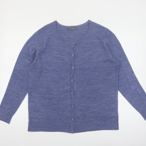 Bonmarché Women's Blue Acrylic Button Cardigan Size 16