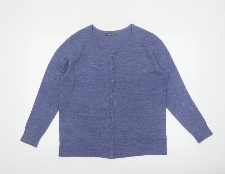 Bonmarché Women's Blue Acrylic Button Cardigan Size 16