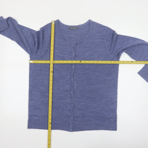 Bonmarché Women's Blue Acrylic Button Cardigan Size 16