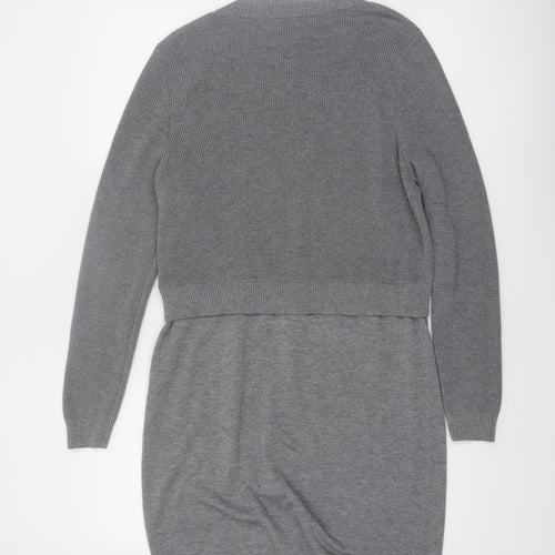 ASOS Women’s Grey Knit Jumper Dress Size 14 Long Sleeve