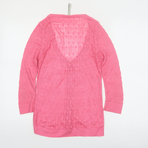 Stradivarius Women’s Pink V-Neck Open Knit Cardigan Size 12
