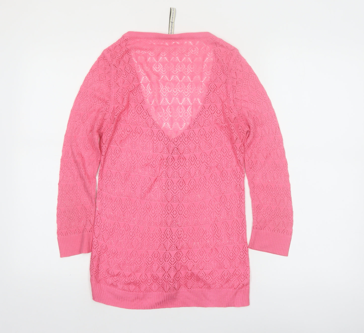 Stradivarius Women’s Pink V-Neck Open Knit Cardigan Size 12