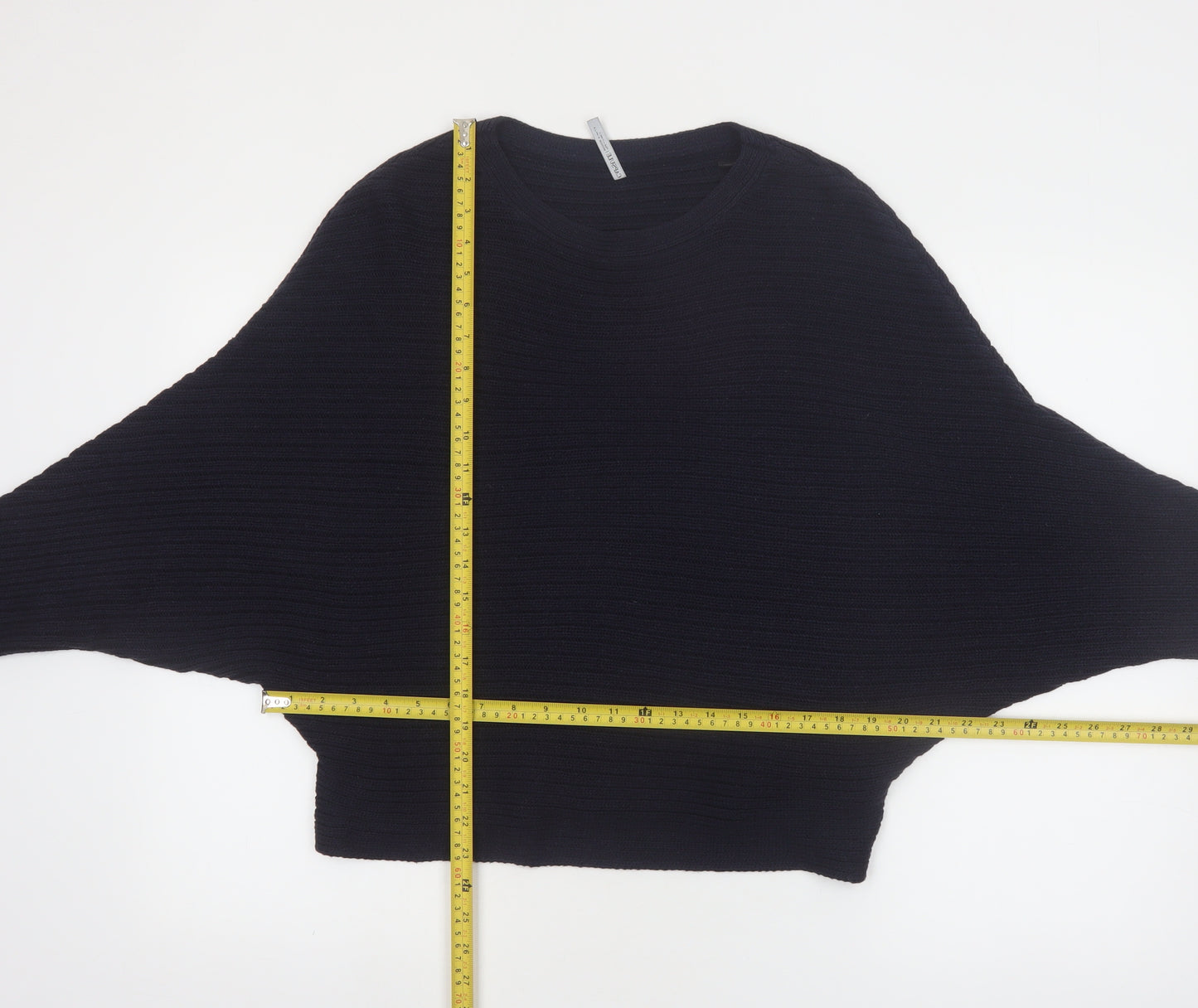 Capsule Women's Black Ribbed Knit Relaxed Pullover Jumper Size 12
