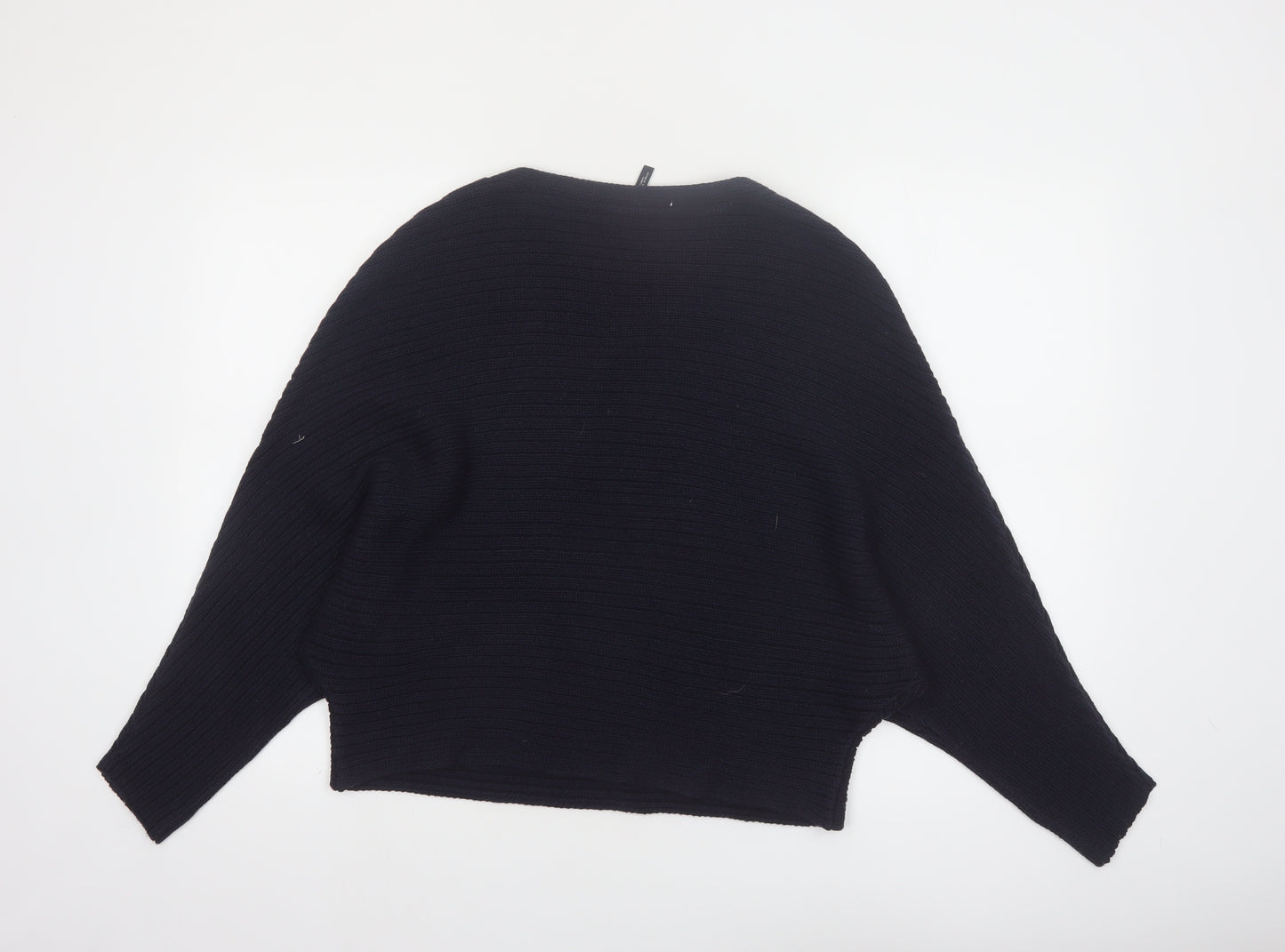 Capsule Women's Black Ribbed Knit Relaxed Pullover Jumper Size 12
