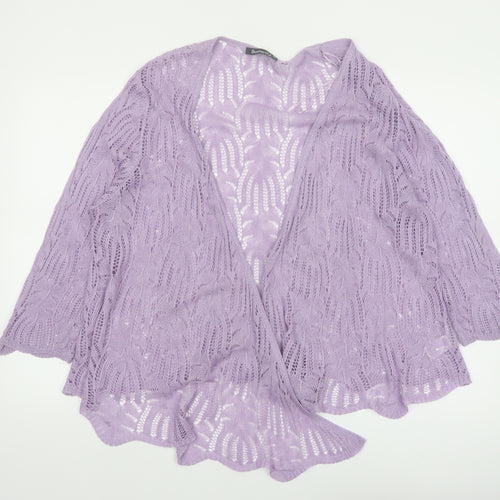 Bonmarché Women’s Purple Open-Knit Cardigan XL Lightweight