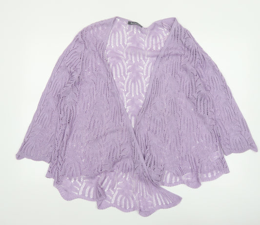 Bonmarché Women’s Purple Open-Knit Cardigan XL Lightweight
