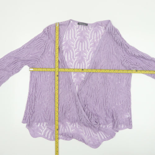 Bonmarché Women’s Purple Open-Knit Cardigan XL Lightweight