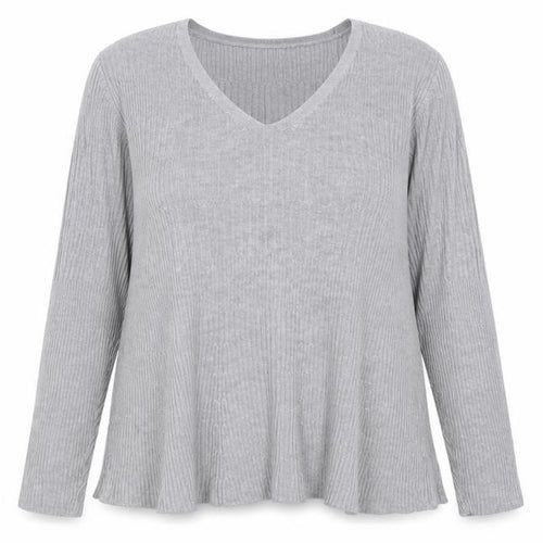 Marks and Spencer Women’s Grey V-Neck Ribbed Knit Jumper Size 16