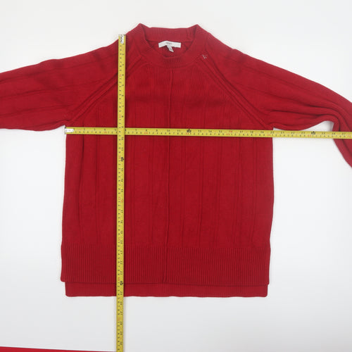 NEXT Womens Red Ribbed Knit Crew Neck Long Sleeve Pullover Jumper Size 14