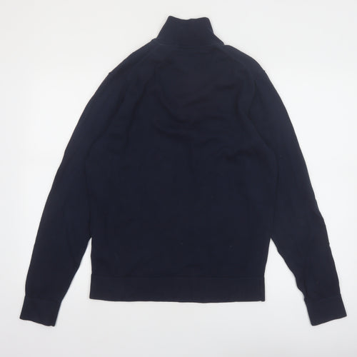 Tommy Hilfiger Mens Blue Cotton Half Zip Jumper Size M
