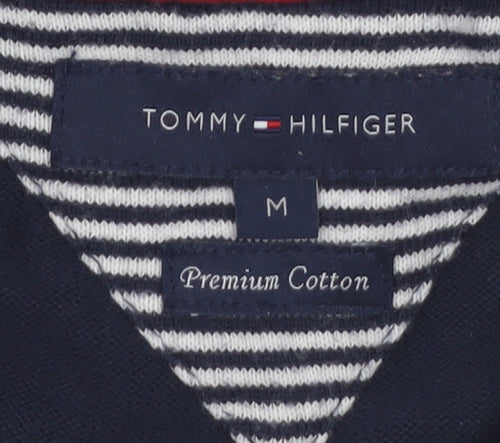 Tommy Hilfiger Mens Blue Cotton Half Zip Jumper Size M