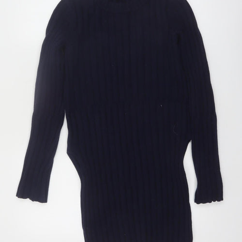 Joseph Womens Blue Wool Ribbed Tunic Jumper Size M