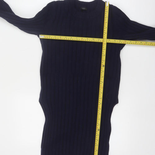 Joseph Womens Blue Wool Ribbed Tunic Jumper Size M