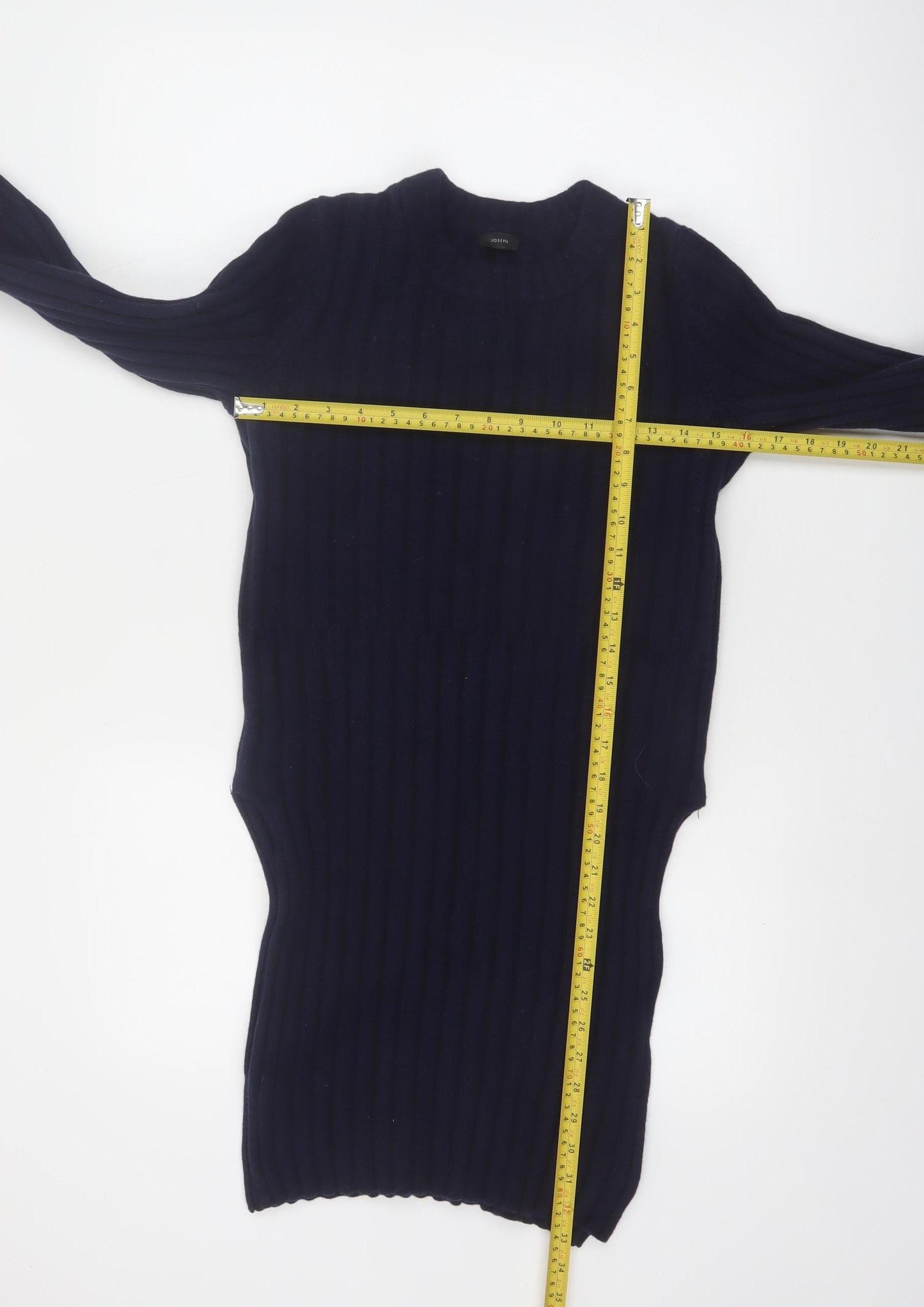 Joseph Womens Blue Wool Ribbed Tunic Jumper Size M