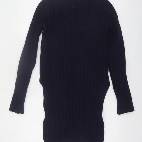 Joseph Womens Blue Wool Ribbed Tunic Jumper Size M