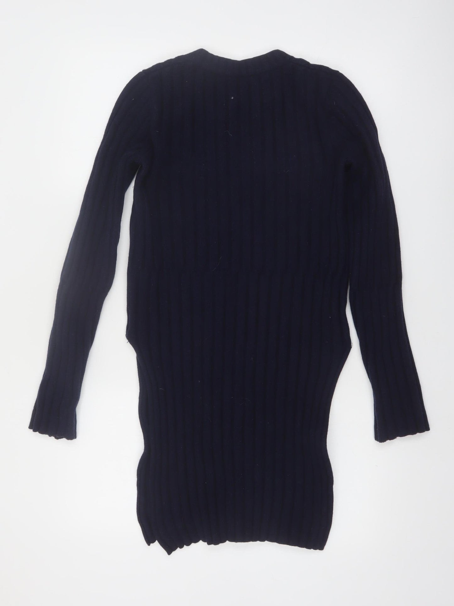 Joseph Womens Blue Wool Ribbed Tunic Jumper Size M