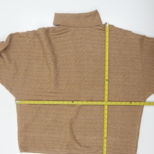 F&F Womens Beige Cable-Knit Roll Neck Jumper XL