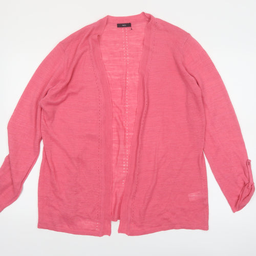 M&Co Women’s Pink Open Knit Linen Blend Cardigan Size 16