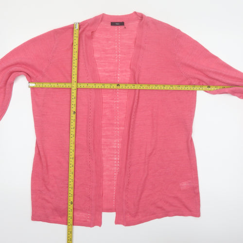M&Co Women’s Pink Open Knit Linen Blend Cardigan Size 16