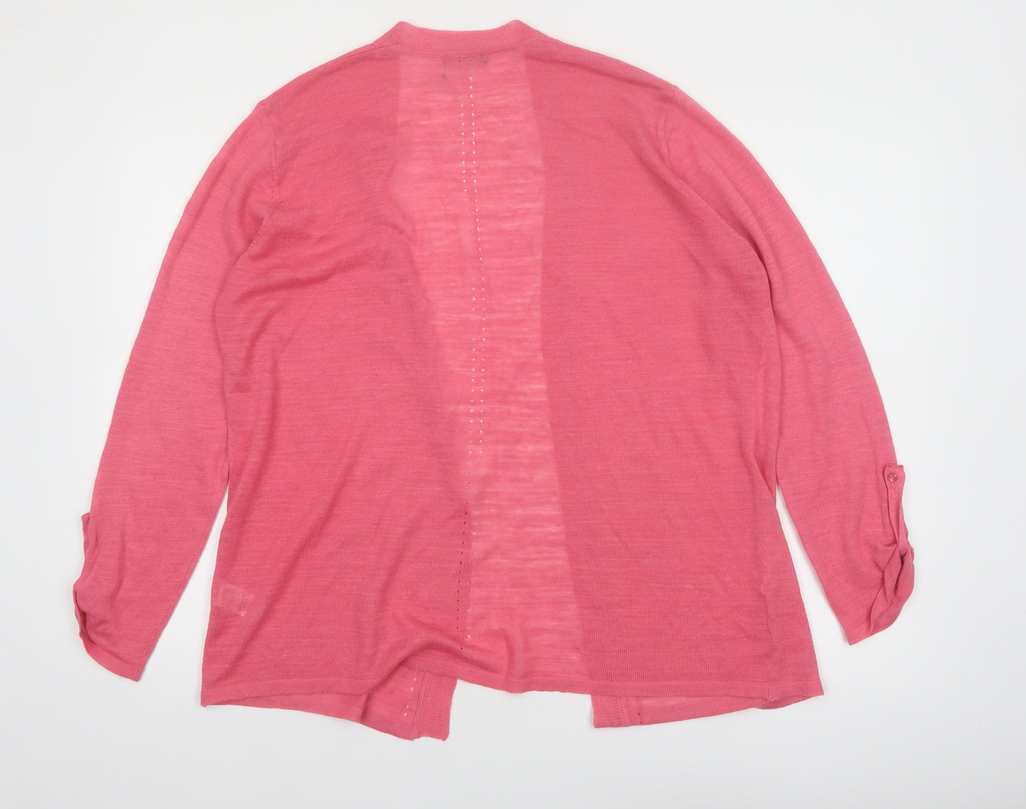 M&Co Women’s Pink Open Knit Linen Blend Cardigan Size 16