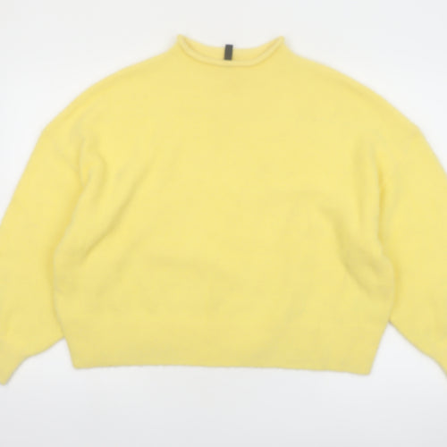 H&M Divided Women’s Yellow Mock Neck Relaxed Knit Jumper Size 14