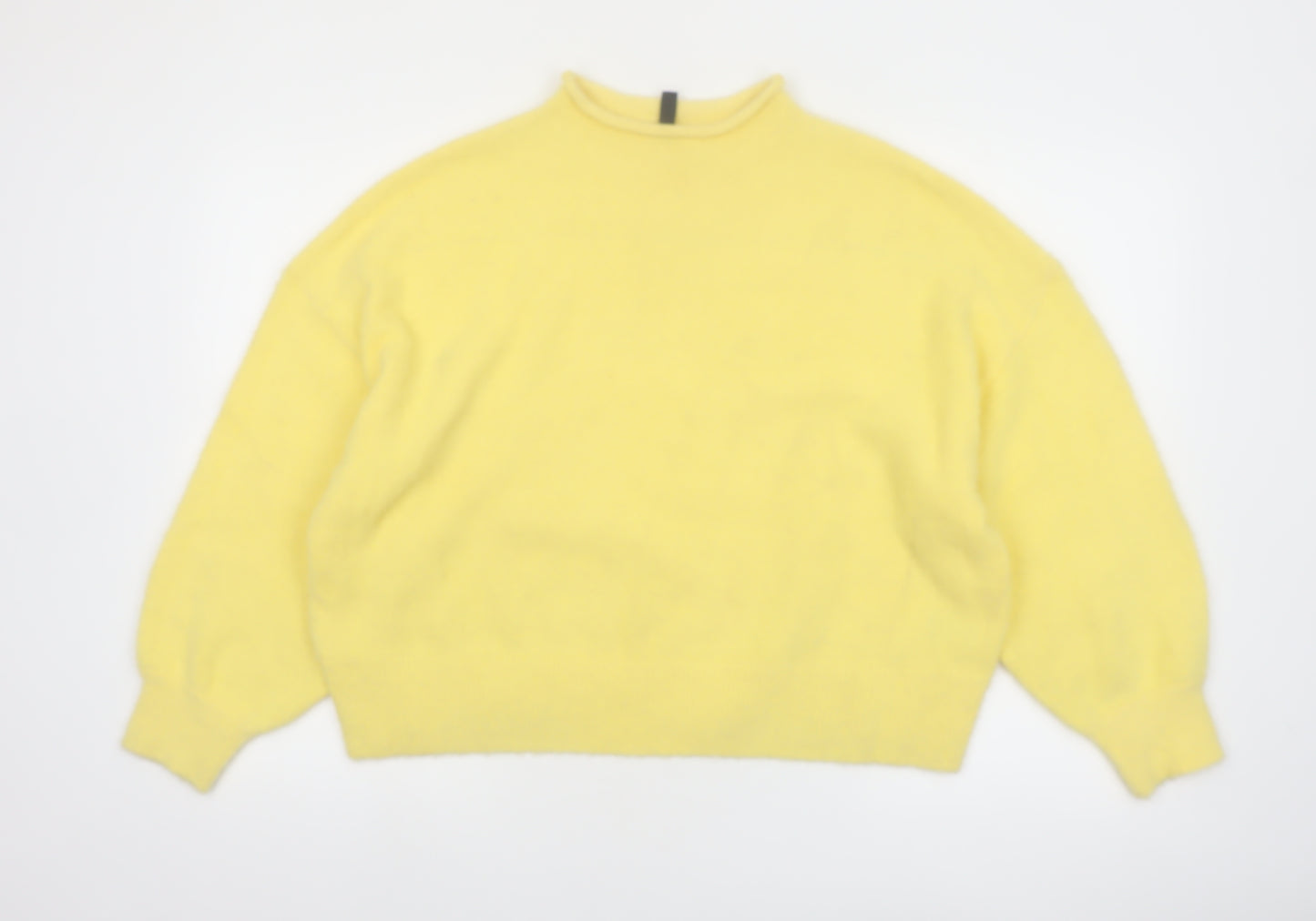 H&M Divided Women’s Yellow Mock Neck Relaxed Knit Jumper Size 14