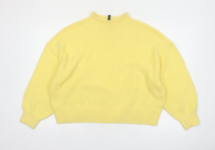 H&M Divided Women’s Yellow Mock Neck Relaxed Knit Jumper Size 14