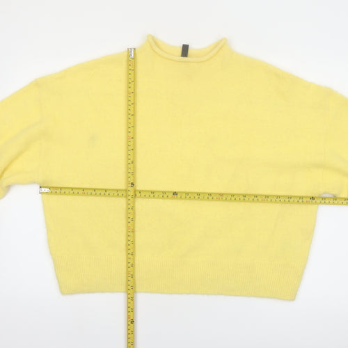 H&M Divided Women’s Yellow Mock Neck Relaxed Knit Jumper Size 14