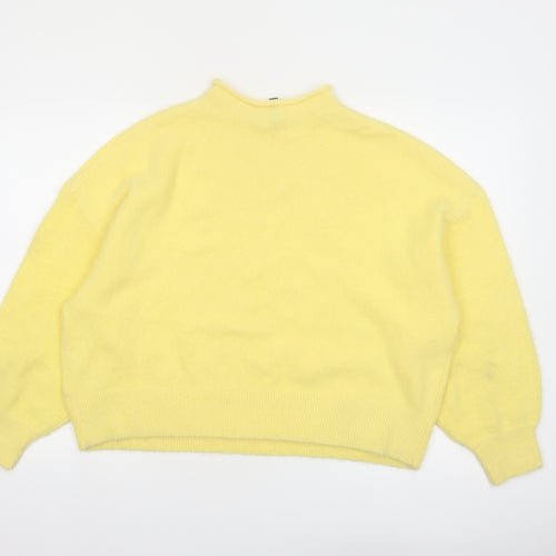 H&M Divided Women’s Yellow Mock Neck Relaxed Knit Jumper Size 14