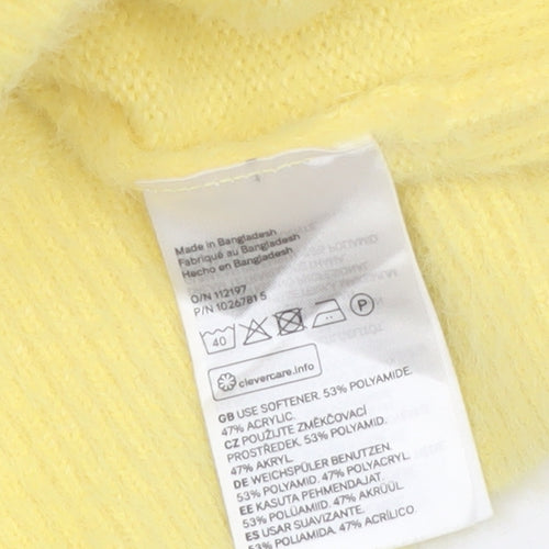 H&M Divided Women’s Yellow Mock Neck Relaxed Knit Jumper Size 14