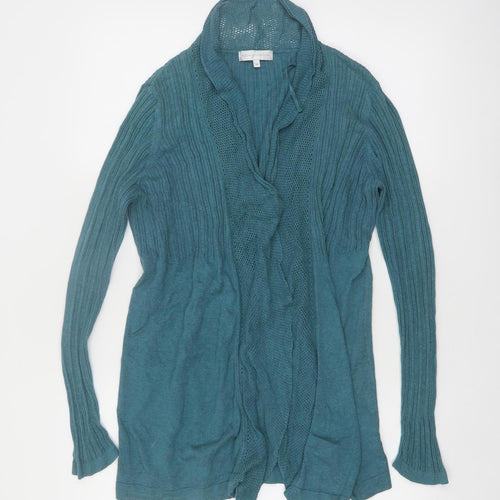 Rocha John Rocha Women Teal Cardigan Size 18 Cotton Blend Knitwear