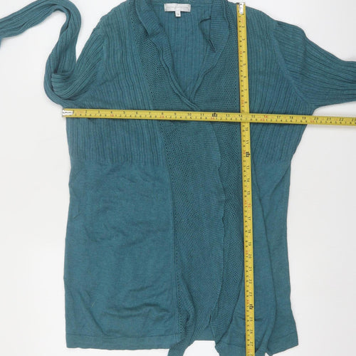 Rocha John Rocha Women Teal Cardigan Size 18 Cotton Blend Knitwear