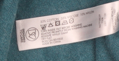 Rocha John Rocha Women Teal Cardigan Size 18 Cotton Blend Knitwear