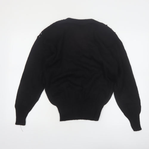 JG Petite Collection Black Sequin Butterfly V-Neck 80s Women's M Jumper