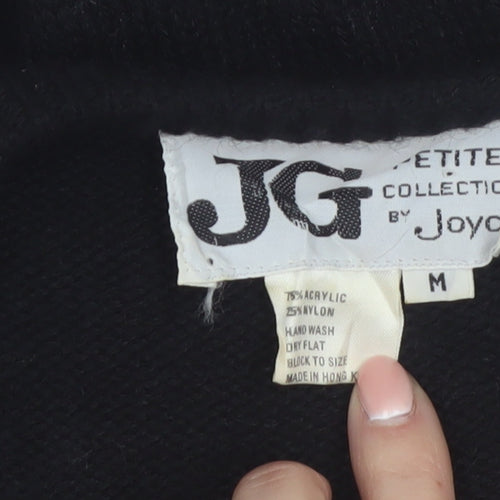 JG Petite Collection Black Sequin Butterfly V-Neck 80s Women's M Jumper