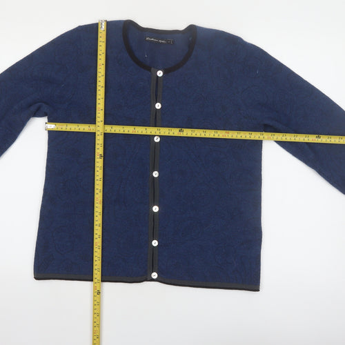 Gudrun Sjödén Women Blue Wool Cardigan M Round Neck Button Knit