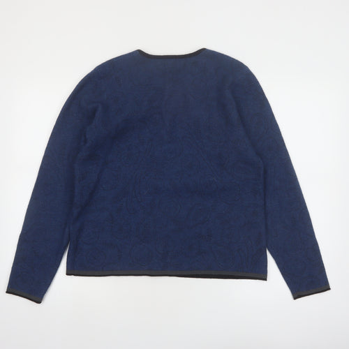 Gudrun Sjödén Women Blue Wool Cardigan M Round Neck Button Knit