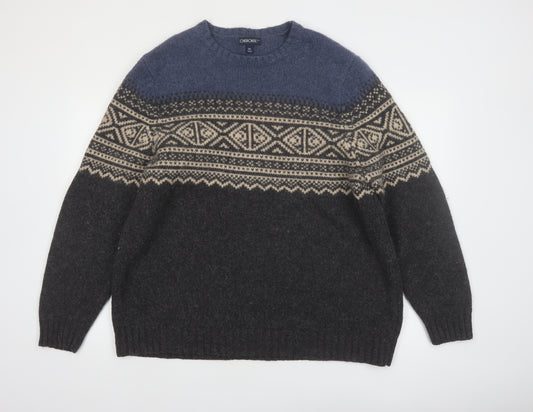 Cherokee Mens Blue Fair Isle Wool Pullover Jumper 2XL