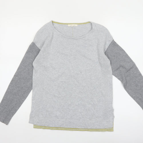White Stuff Womens Grey Round Neck Cotton Blend Jumper Size 8