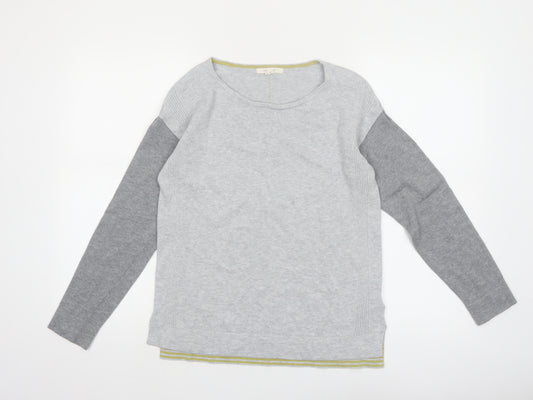White Stuff Womens Grey Round Neck Cotton Blend Jumper Size 8