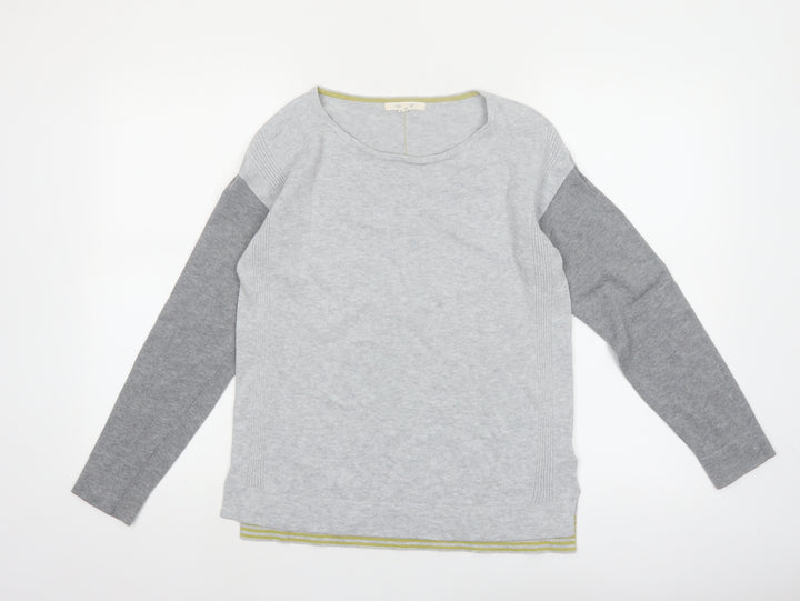 White Stuff Womens Grey Round Neck Cotton Blend Jumper Size 8