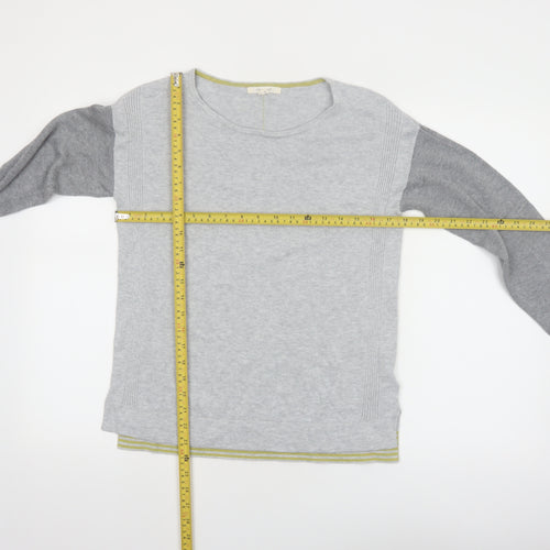 White Stuff Womens Grey Round Neck Cotton Blend Jumper Size 8
