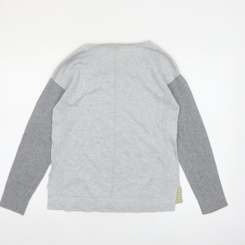 White Stuff Womens Grey Round Neck Cotton Blend Jumper Size 8